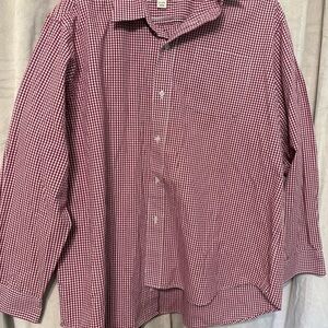 Haggar Men's Red Checkered Dress Shirt